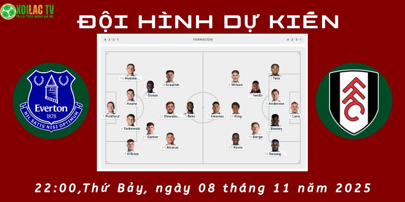 Đội hình dự kiến Everton vs Fulham